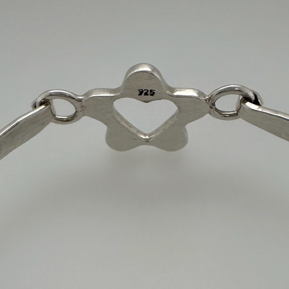 Sterling Silver Brushed Satin Bangle w/ Heart Cutout - Picture 6 of 6